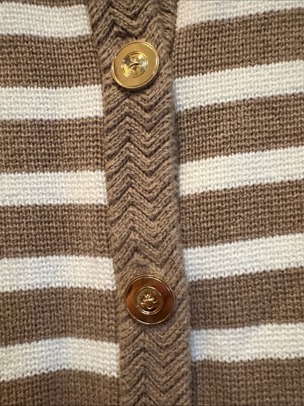 J. Crew Striped Knit Cardigan in Cream and Tan Size XXS Preppy Quiet Luxury - Picture 4 of 8